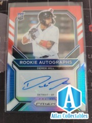 2021 Prizm Baseball Derek Hill RED WHITE BLUE Prizm Rookie Auto RC /50 #RA-DH