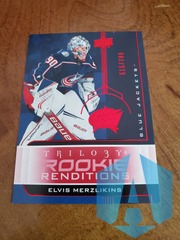 2019-20 Upper Deck Trilogy Renditions Red Foil 515/799 Elvis Merzlikins Rookie RR-46