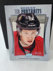 2016-17 Upper Deck UD Portraits Blue Foil #P-93 Thomas Chabot RC 08/25 Senators
