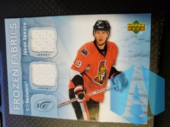 2007-08 Upper Deck Ice Frozen Fabrics Jason Spezza DUAL GAME USED JERSEY