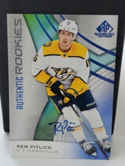 2019-20 Upper Deck SP Game Used Authentic Rookies Blue Rem Pitlick #199 Auto