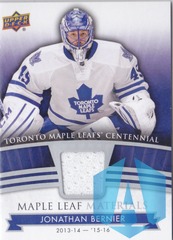 2017-18 Toronto Centennial Maple Leafs Materials #ML-BE- Jonathan Bernier