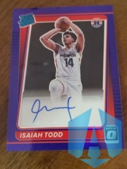 2021-22 Donruss Optic Rated Rookie Purple Prizm Isaiah Todd #187 Auto Wizards