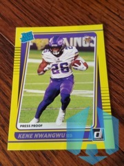 2021 Panini Donruss Rated Rookie Press Proof Yellow Kene Nwangwu #285 Rookie RC