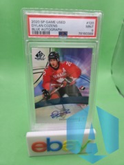 Dylan Cozens 2020-21 SP Game Used Authentic Rookies Blue Auto PSA 9