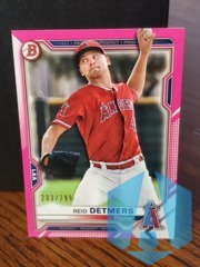 2021 Bowman Fuchsia Parallel #BP-26 Reid Detmers 203/299 Los Angeles Angels