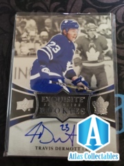 2018-19 Exquisite Collection Platinum Rookies #R23 Travis Dermott Auto 6/199