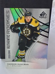 2019-20 SP Game Used Authentic Rookies Rainbow 222/295 Karson Kuhlman #190 Bruins