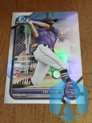 2022 Bowman Chrome Prospects Refractor 387/499 #BCP-13 Zac Veen Rockies
