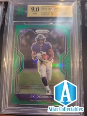 2020 Panini Prizm Prizms Green #379 J.K. Dobbins MNT 9.0 GRADED