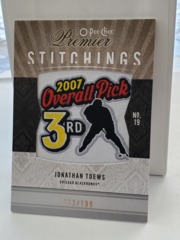 2009-10 OPC Premier Stitchings Jonathan Toews #PS-TO 3rd Overall Pick 073/199