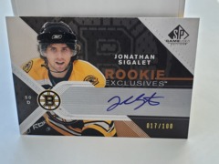 2007-08 SP Game Used Edition Rookie Exclusives 017/100 Jonathan Sigalet #RE-JS Auto Bruins