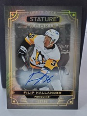 2022-23 UD Stature Photo Variant Autograph #121 Filip Hallander 11/49 Rookie RC Penguins