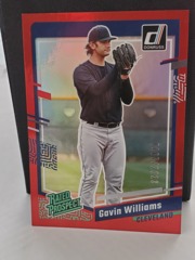 2023 Panini Donruss Red 0107/2023 Gavin Williams #32 Rated Prospect Guardians