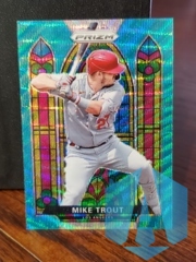 2021 Panini Prizm Stained Glass Teal Wave Prizm Mike Trout #SG-1 SP Angels
