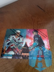 1994 Bowman's Best Refractors Brian Leetch Oleg Tverdovsky #4 Scratch