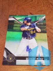 2021 Bowman Platinum Top Prospects Green Auto 98/99 Hedbert Perez #TOP-33