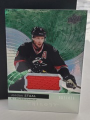 2017-18 Upper Deck Trilogy Green Foil Jersey 007/436 Jordan Staal #29 Hurricanes