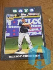 2008 Topps Tampa Bay Rays Baseball Card #501 Elliot Johnson RC - Black Border 11/57