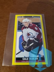 2020-21 O-Pee-Chee Premier Cale Makar Yellow Border Tallboy P-34 Avalanche