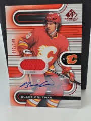 2022-23 SP Game Used Jersey Auto Red 092/149 Blake Coleman #41 Calgary Flames