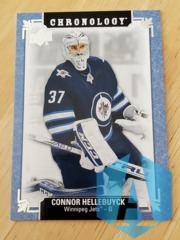 2019-20 Upper Deck Chronology Metallic Blue 107/122 Connor Hellebuyck #179