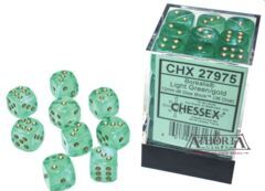 27975 Borealis: 12mm d6 Light Green/gold Luminary Dice Block (36 dice)