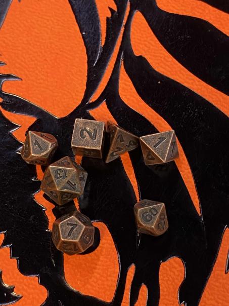 Miniature 7pc Metal Dice Set - Copper