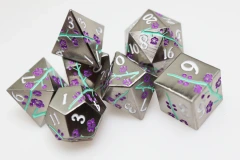 Metallic Bouquet: Silvered Jackmanii - Metal RPG Dice Set