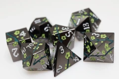Metallic Bouquet: Dark Green Hellebore - Metal RPG Dice Set
