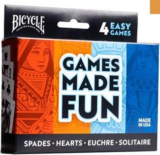 BICYCLE 4-GAME PACK (HEARTS SPADES EUCHRE AND SOLITAIRE)