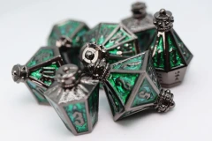 Moonlit Lanterns: Midnight Acidfire - Metal RPG Dice Set
