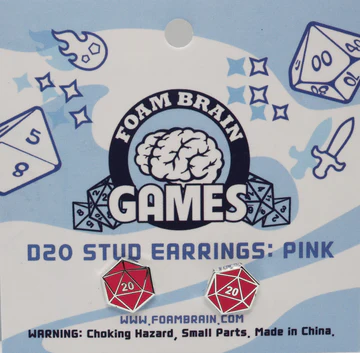 D20 Stud Earrings: Pink