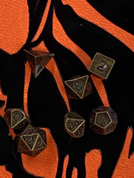 Miniature 7pc Metal Dice Set - Gold