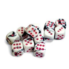 12 Gemini Black-White/Pink 16mm D6 Dice Block - CHX26669