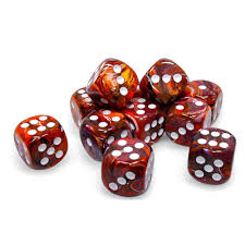 12 Festive Symphony/White 16mm D6 Dice Block - CHX27743