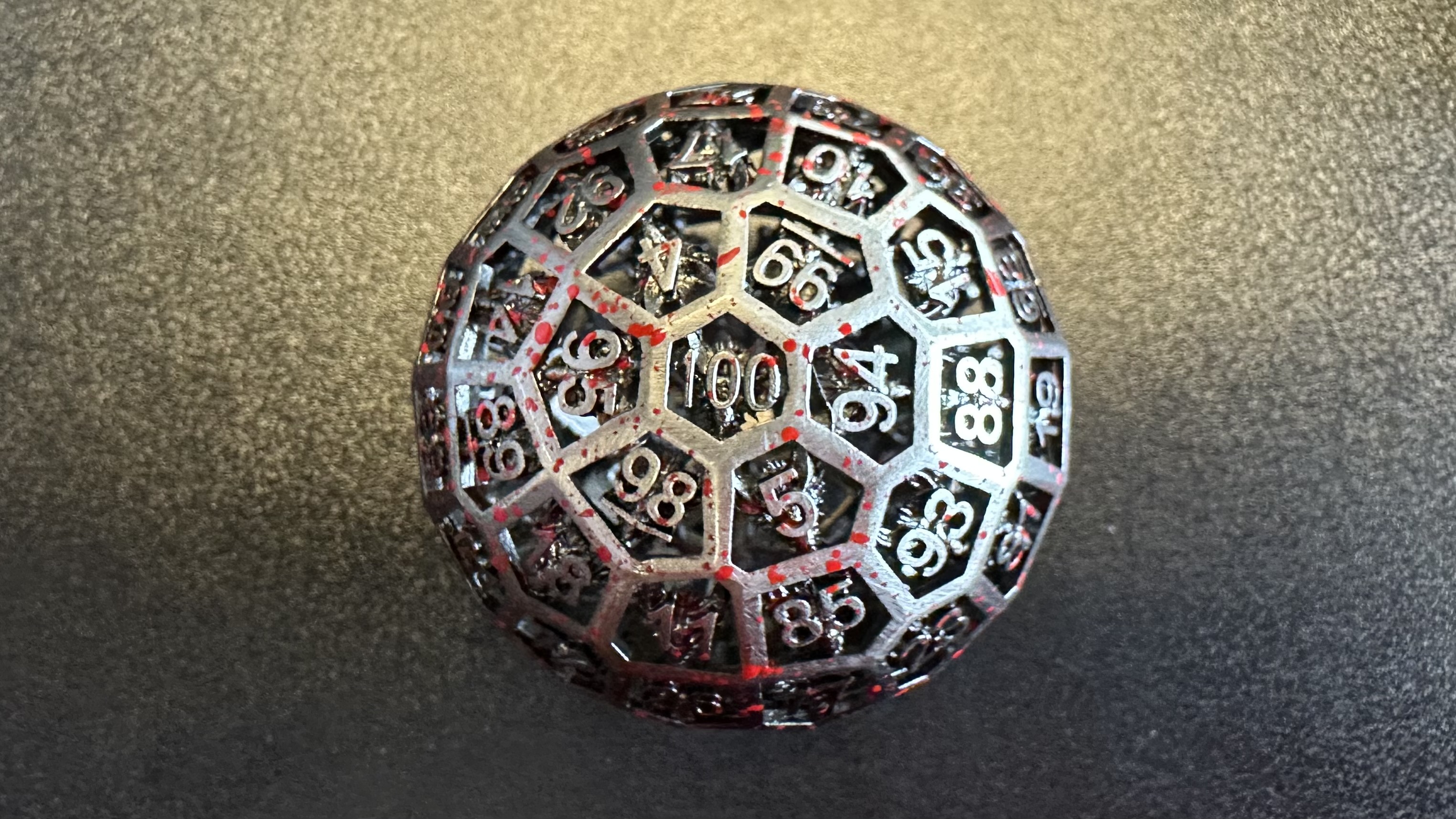 Silver w/ Bloodspatter Hollow d100