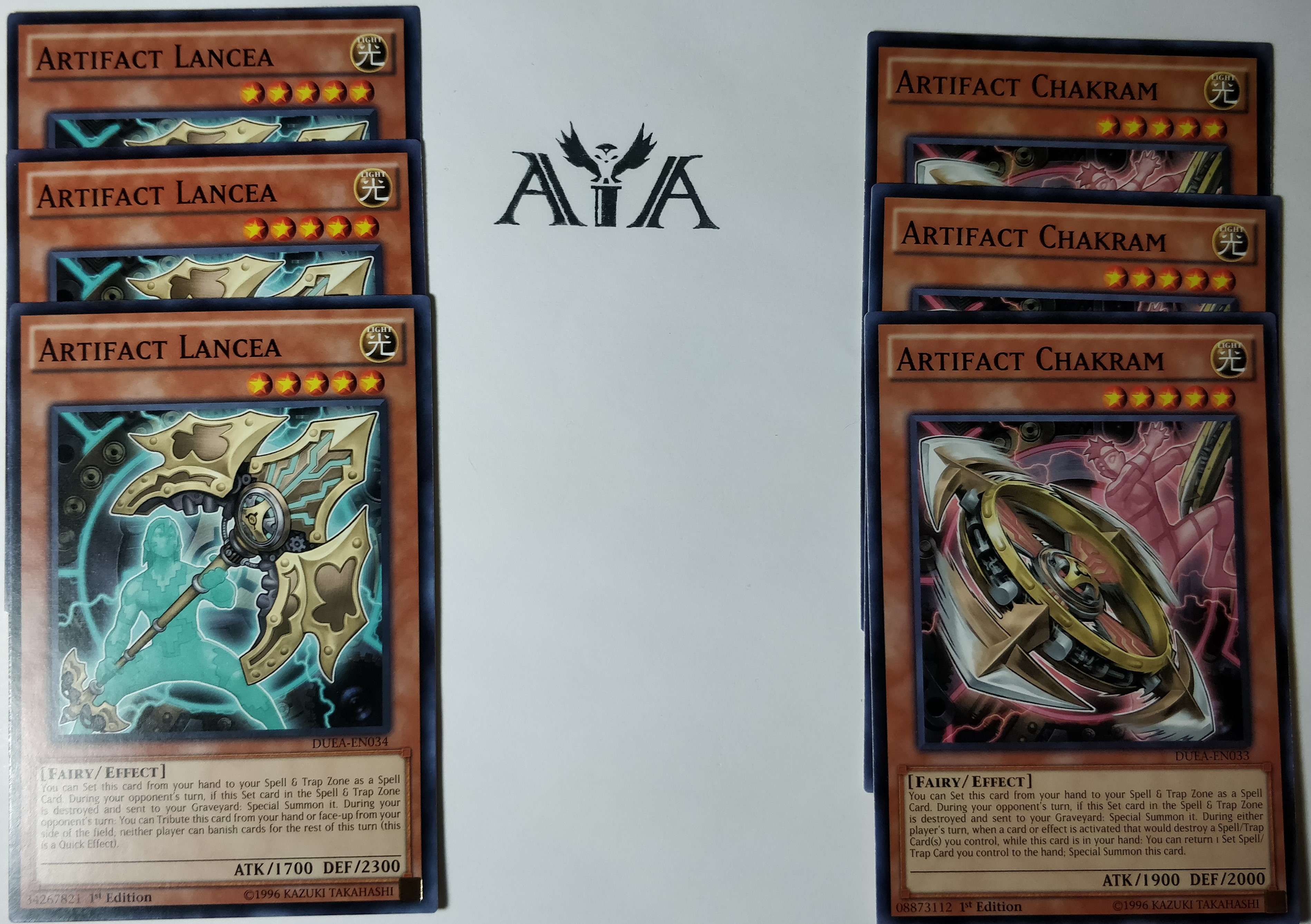 3X Artifact Lancea + 3x Artifact Chakram - 1ST ED NM C DUEA-EN034 EN033