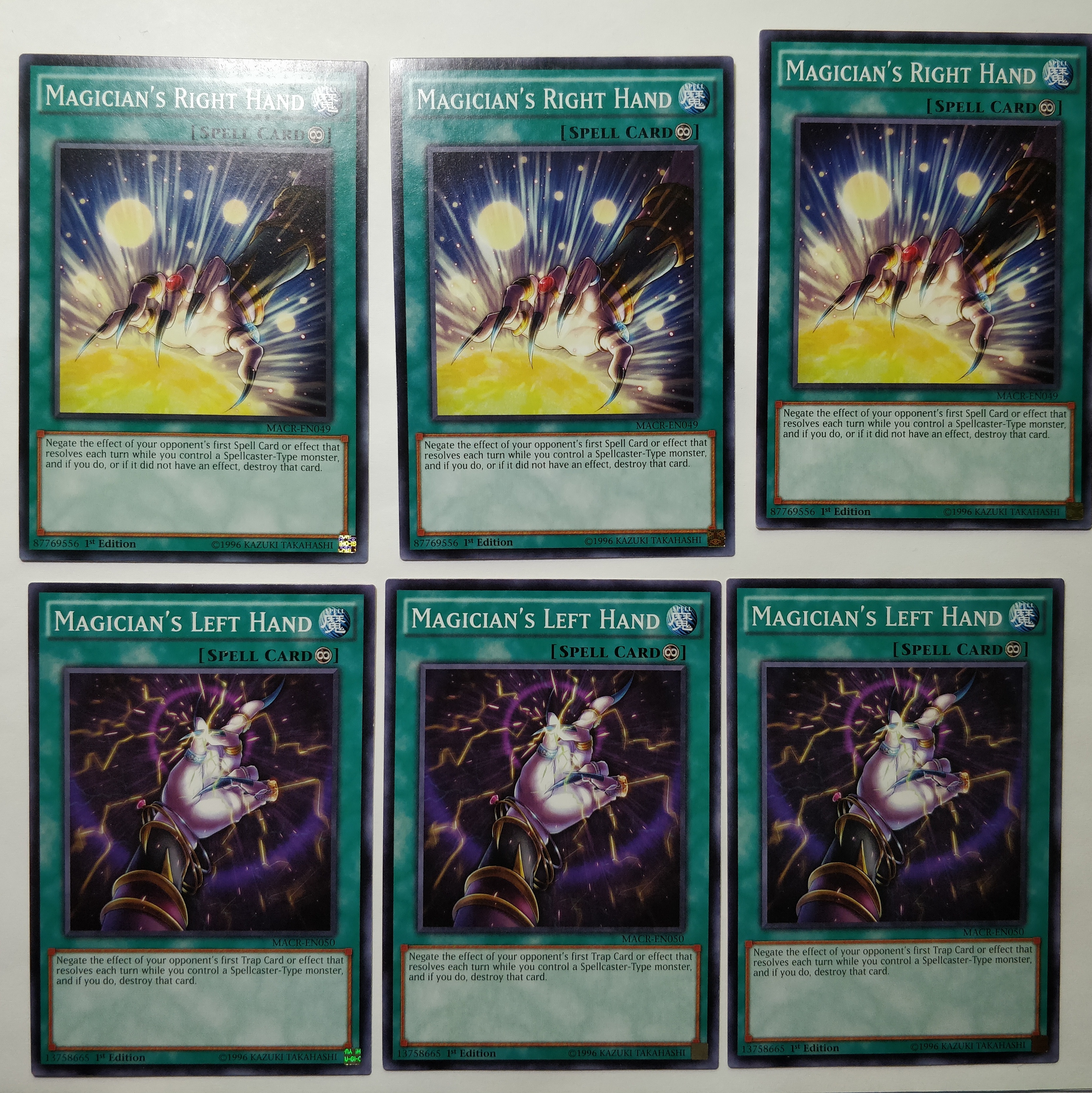6X MAGICIANS LEFT HAND + RIGHT HAND - 1ST ED COMMON NM