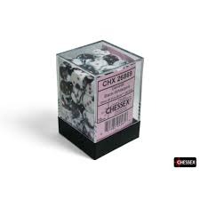 Gemini Black-White / pink 12mm d6 block (36 dice)