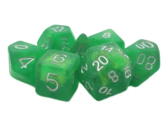 Old School 7 Piece DnD RPG Dice Set: Infused - Frosted Firefly - Green Apple