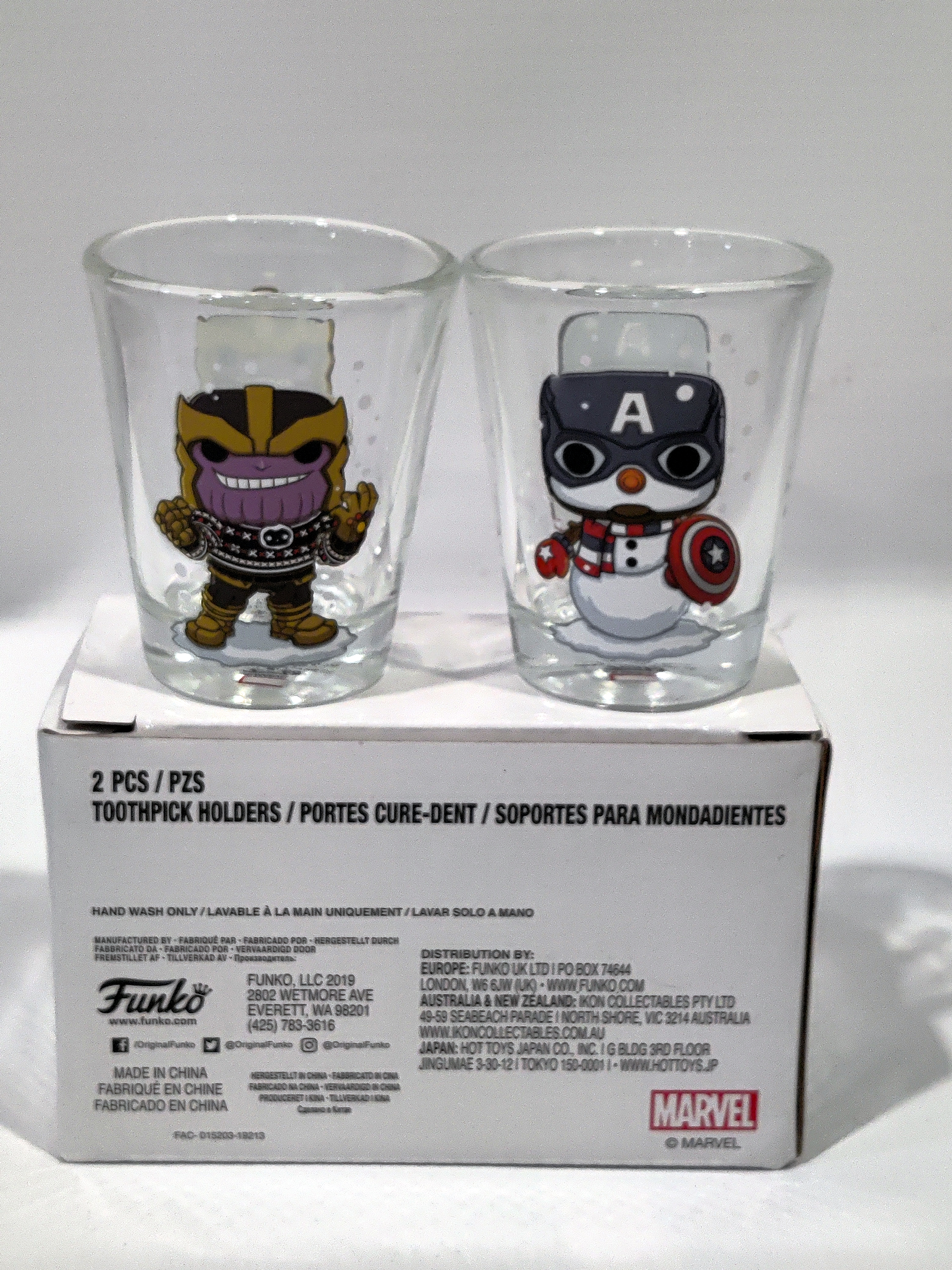 Funko Snowman Captain America & Holiday Sweater Thanos Shot Glass (2-Pack)