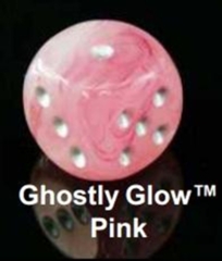 36 D6 Dice Block - 12mm Ghostly Glow Pink and Silver - CHX27924