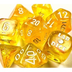 7-die Polyhedral Set - Borealis Canary with White - CHX30053 (Lab Dice - Luminary Effect!)