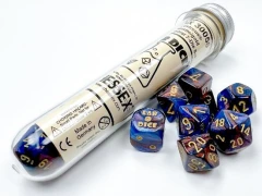 7-die Polyhedral Set - Lustrous Azurite with Gold - CHX30055 (Lab Dice!)