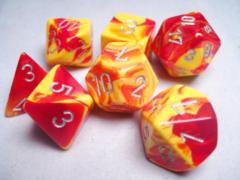 7-die Polyhedral Set - Gemini Red-Yellow with Silver - CHX26450