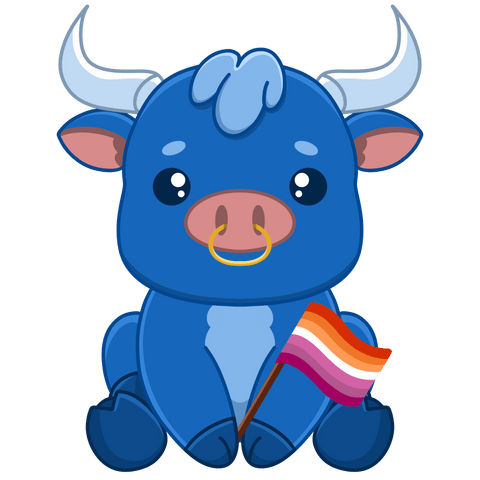 Blue Ox Games - Chibi Ox with Lesbian Pride Flag