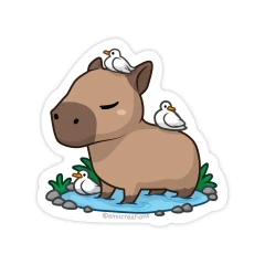 Emii Creations - Cute Capybara and Tiny Ducks Sticker