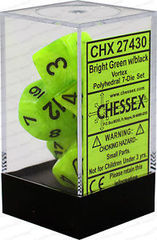 7-die Polyhedral Set - Vortex Bright Green with Black - CHX27430