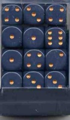 36 D6 Dice Block - 12mm Opaque Dusty Blue with Gold - CHX25826